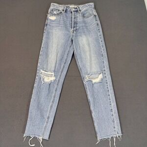 PacSun Womens Sz 26 Ultra High Rise Slim Jeans Distressed 4 Button Fly Fray Hem